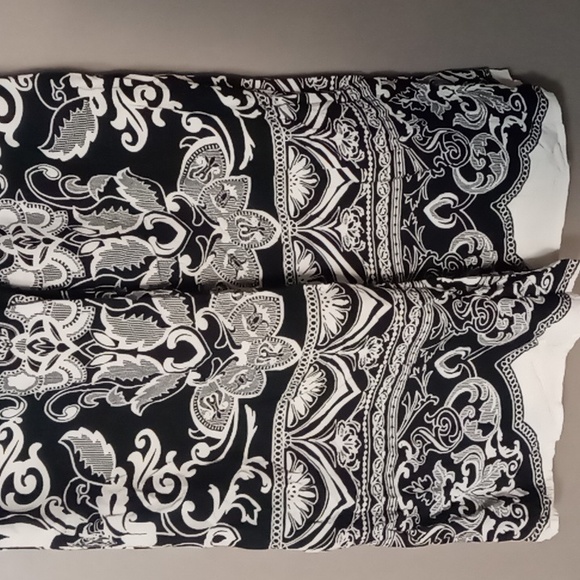 Flying Tomato Black/Cream Wide Leg Rayon Pants w Front Tie L - Picture 7 of 7